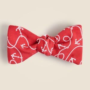 NWT J. Crew Red Silk Men’s Bow Tie in Anchor Print
